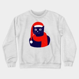 Blue cat Christmas hat Crewneck Sweatshirt